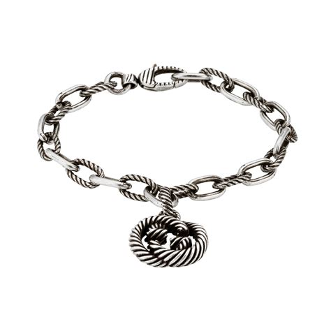 gucci silver charm bracelets|interlocking g silver groumette bracelet.